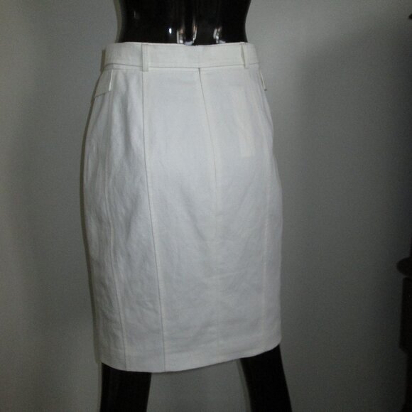 A-K-R-I-S white cotton linen pencil skirt - Picture 5 of 8